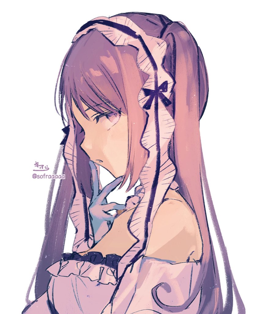 1girl, absurdres, bare_shoulders, blue_gloves, breasts, brown_hair, dress, euryale_(fate)