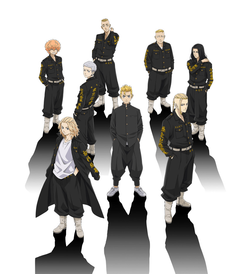 6+boys, baji_keisuke, black_hair, blonde_hair, delinquent, full_body, gakuran, hanagaki_takemichi
