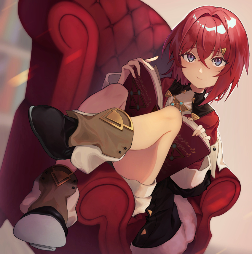 1girl, absurdres, amanai_daisy, ange_katrina, ange_katrina_(1st_costume), black_boots, black_coat, blue_eyes