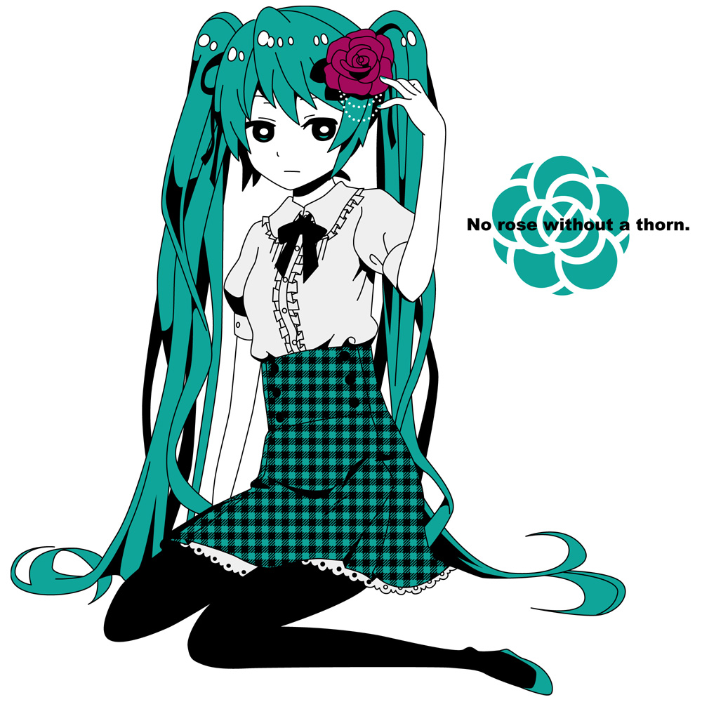 aqua_eyes, aqua_hair, hatsune_miku, long_hair, m-minato, pantyhose, shoes, skirt