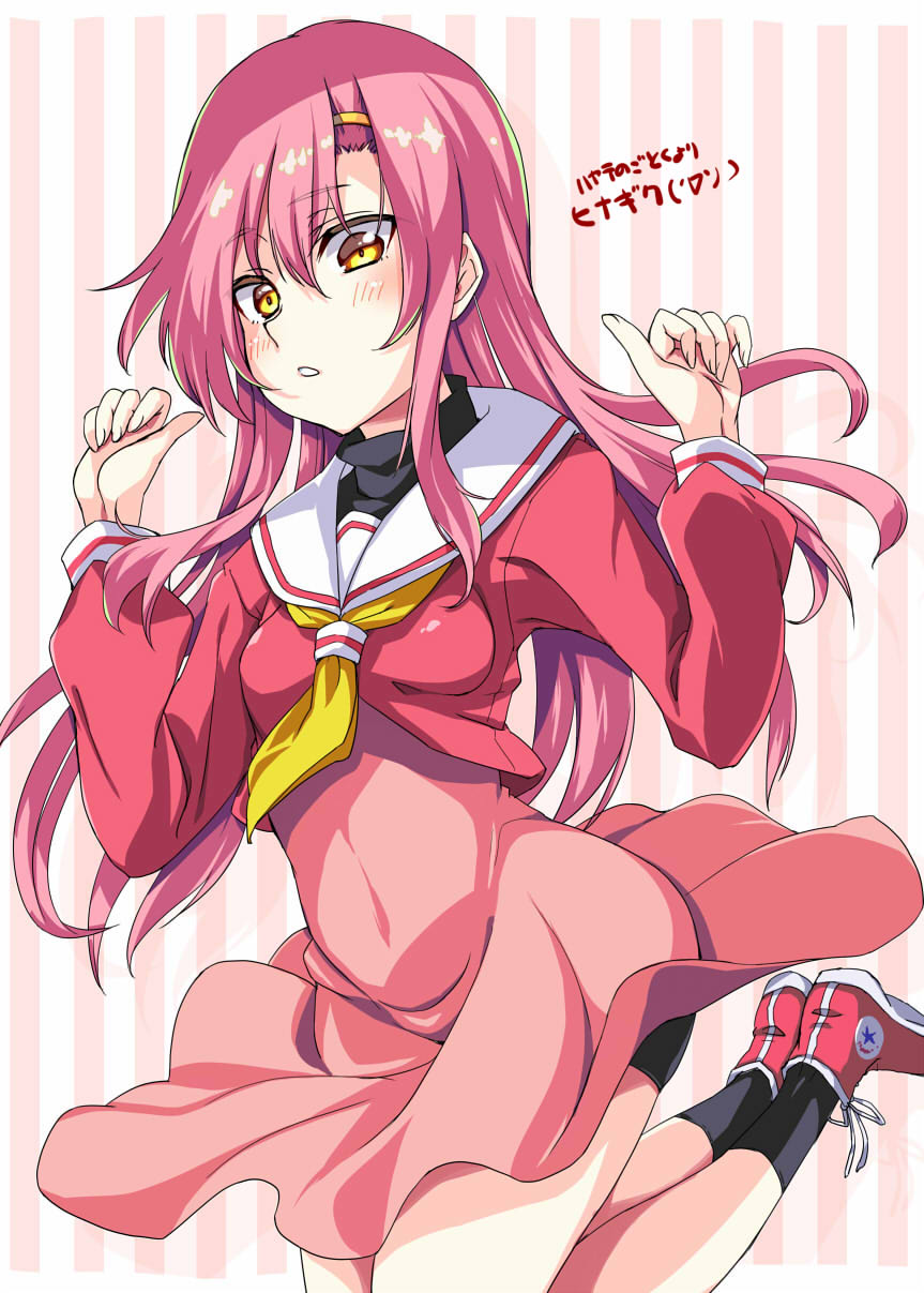 1girl, black_socks, blush, dress, hair_ornament, hakuo_school_uniform, hayate_no_gotoku!, highres