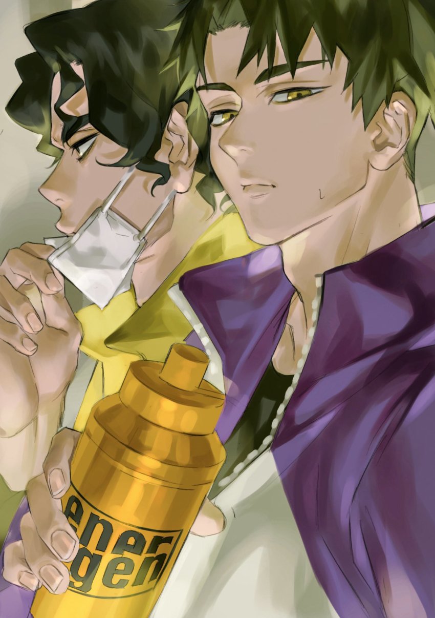 2boys, bad_id, bad_twitter_id, black_hair, green_hair, haikyuu!!, highres, jacket