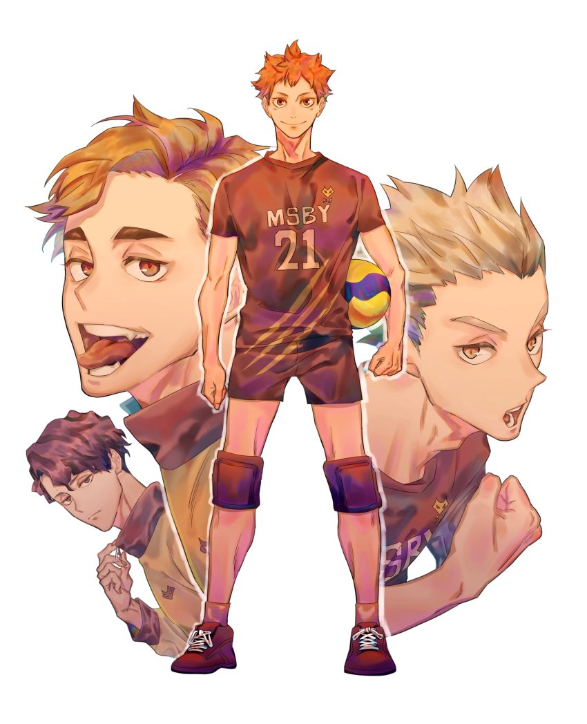 4boys, absurdres, aged_up, bad_id, bad_twitter_id, ball, bokuto_koutarou, brown_hair
