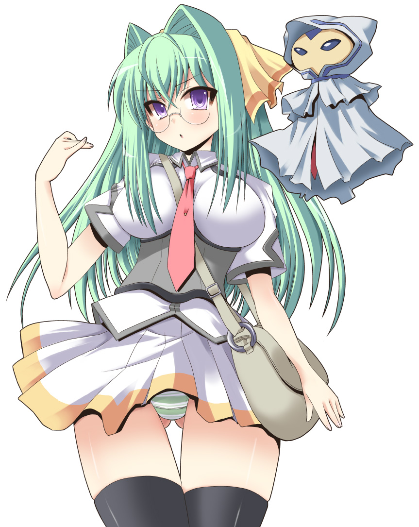 00s, breasts, curvy, glasses, green_hair, hair_intakes, kannagi_itsuki, large_breasts