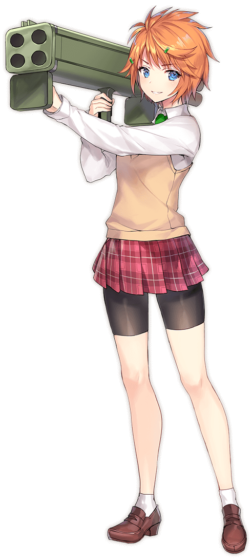 1girl, ankle_socks, bike_shorts, blue_eyes, brown_shoes, bullet_girls, bullet_girls_phantasia, cardigan_vest