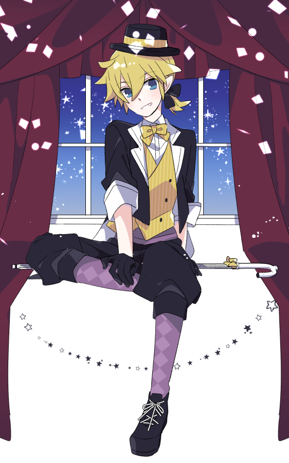 1boy, ankle_boots, argyle_clothes, argyle_pantyhose, black_boots, black_hat, black_jacket, black_shorts