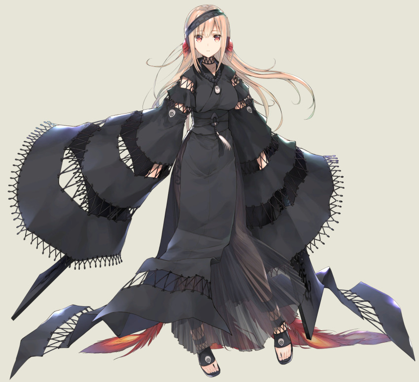 1girl, animal_ears, aquaplus, black_dress, blonde_hair, breasts, choker, closed_mouth