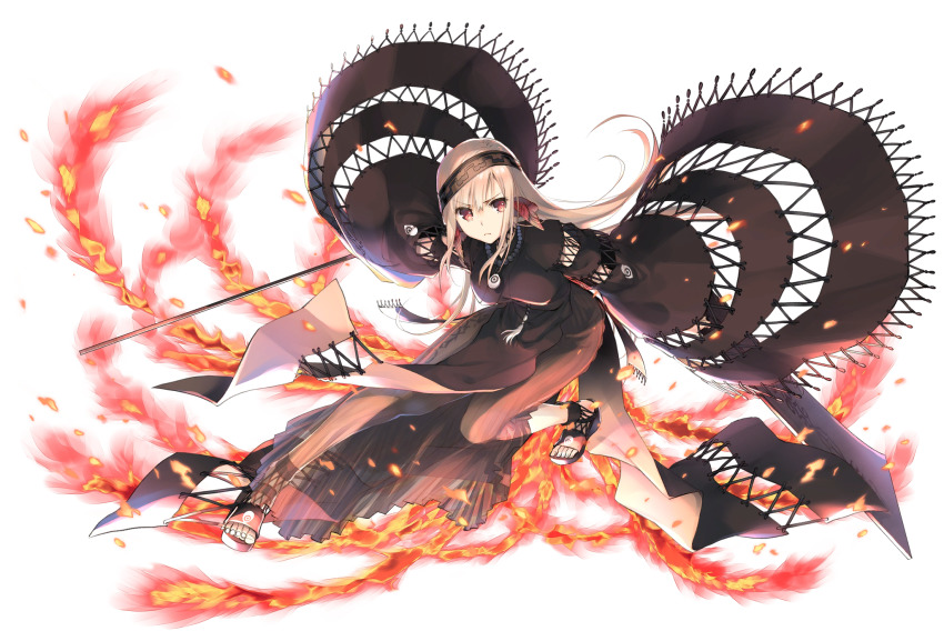 1girl, animal_ears, aquaplus, black_dress, black_hair, blonde_hair, breasts, closed_mouth