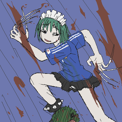 1girl, blood, claws, creature, female_focus, fingernails, iya_maid, long_fingernails