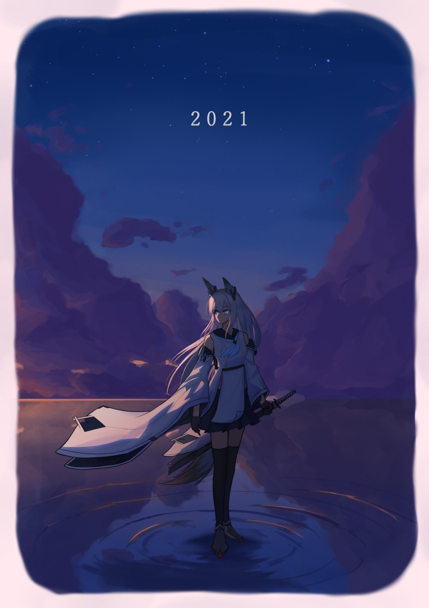 1girl, 2021, absurdres, afloat, animal_ears, appl3, aqua_eyes, azur_lane