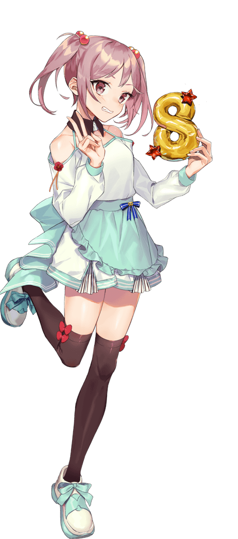 1girl, :d, alternate_costume, animal, anniversary, apron, aqua_apron, brown_thighhighs