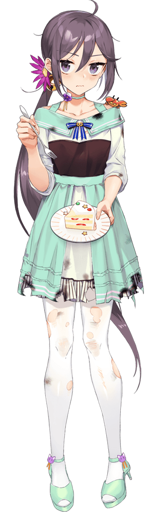 1girl, akebono_(8th_anniversary)_(kancolle), akebono_(kancolle), alternate_costume, bell, cake, collarbone, crab