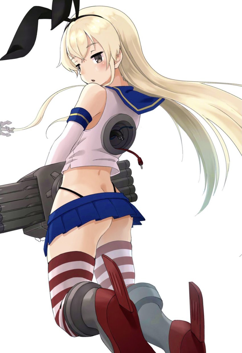 1girl, anchor_hair_ornament, anya_(anyapoiiii), black_hairband, black_panties, blonde_hair, blue_skirt, crop_top