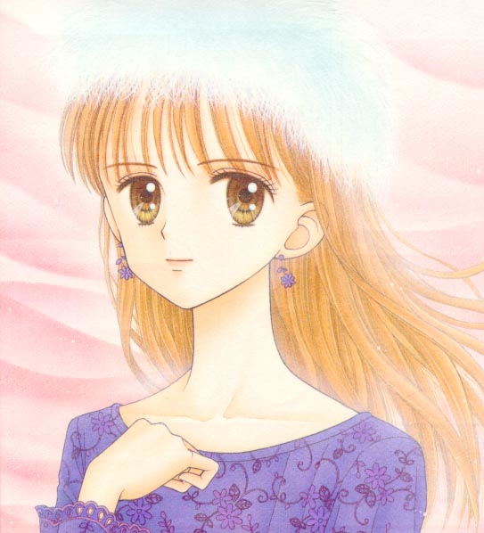 1990s_(style), 1girl, brown_eyes, earrings, female_focus, jewelry, kodomo_no_omocha, kurata_sana, long_hair, obana_miho, official_art, red_hair, solo