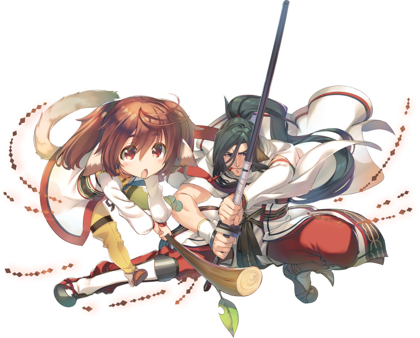 1boy, 1girl, age_difference, aged_up, amazuyu_tatsuki, animal_ears, aquaplus, blue_eyes