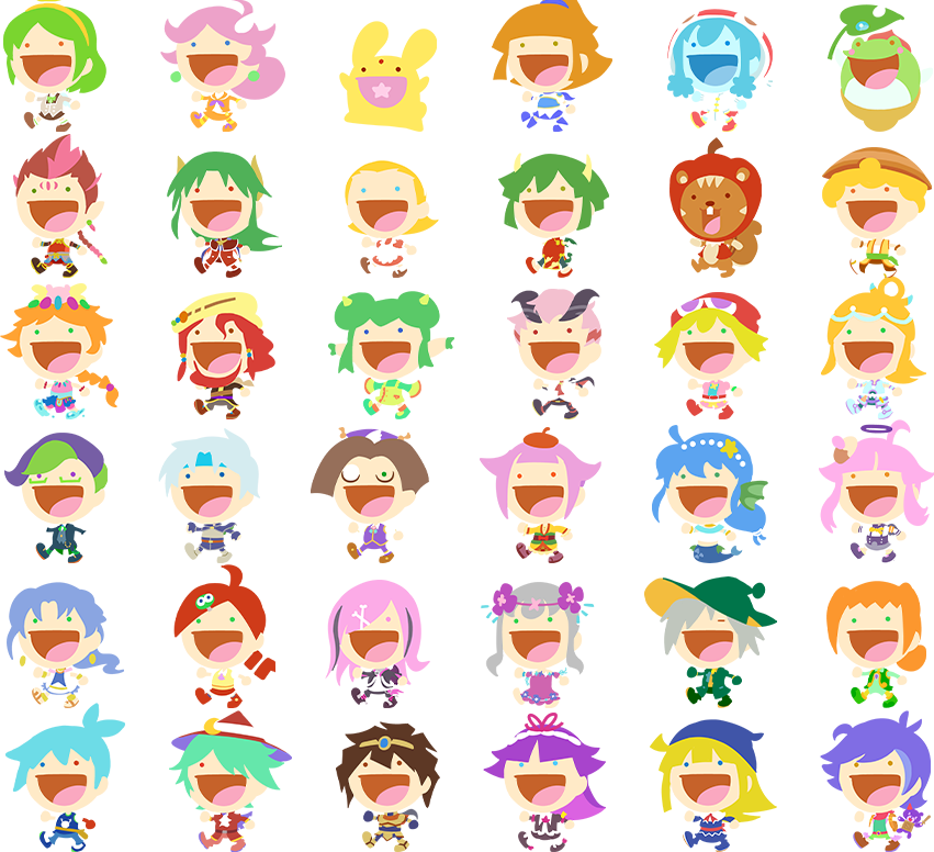 6+boys, 6+girls, ahoge, andou_ringo, ally_(puyopuyo), arle_nadja, blue_eyes, blue_hair