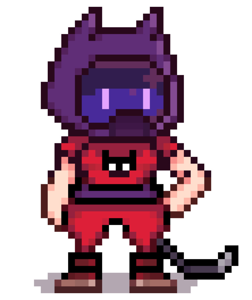 absurdres, armor, boringpudding, cat_girl, doom_(series), doom_i, doom_slayer, female_focus, highres, pink_armor, pixel_art, superhero_costume