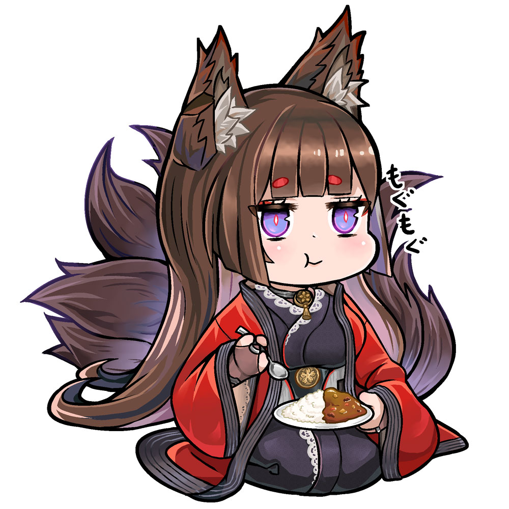 1girl, :t, amagi_(azur_lane), animal_ears, azur_lane, blunt_bangs, brown_gloves, brown_hair