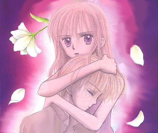 1990s_(style), 1boy, 1girl, blonde_hair, closed_eyes, couple, flower, hayama_akito