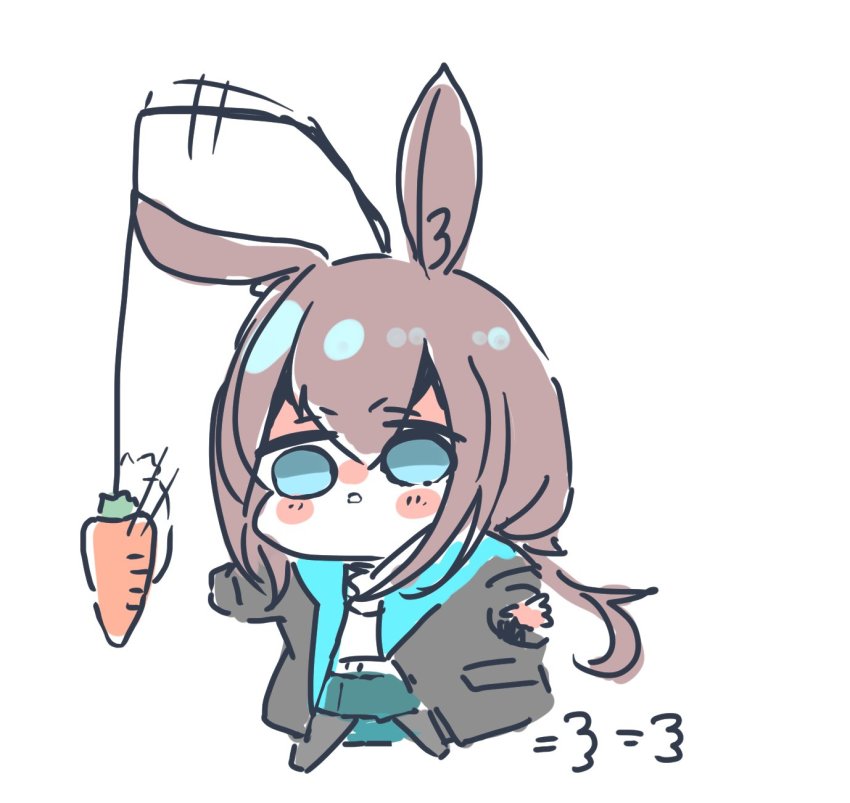 1girl, amiya_(arknights), animal_ears, arknights, bait, blue_eyes, brown_hair, carrot