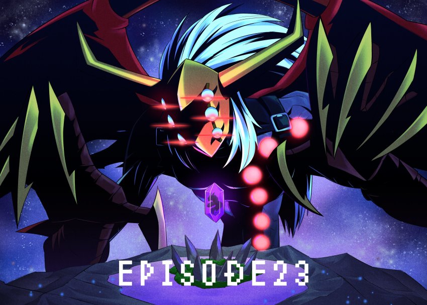 1boy, blolo, claws, commentary_request, creepy, crystal, demon_wings, derivative_work