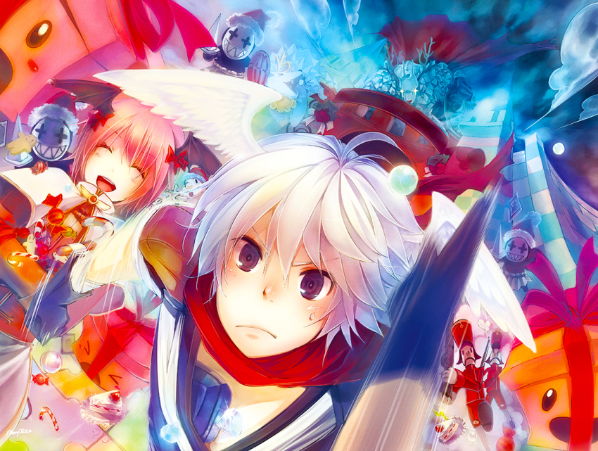 >_<, +_+, 1boy, 1girl, :d, acolyte_(ragnarok_online), armor, assassin_cross_(ragnarok_online)