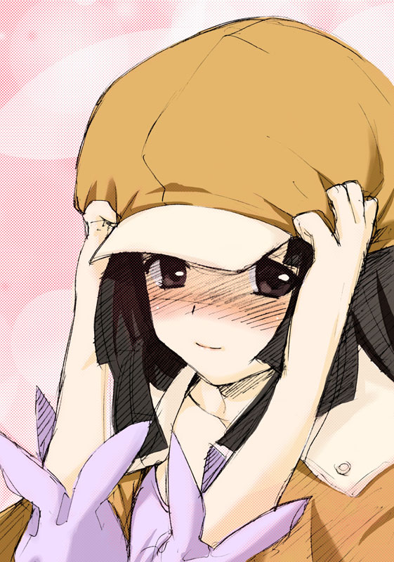 00s, 1girl, bakemonogatari, blush, newsboy_cap, female_focus, gen@chikuwa, hat