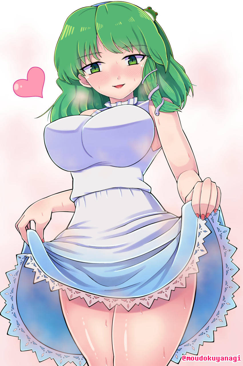 1girl, absurdres, alternate_costume, armpits, blue_skirt, breasts, dokushu_yanagi5322, dress