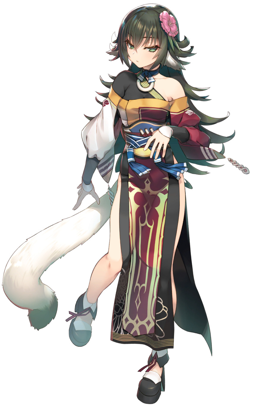 1girl, amazuyu_tatsuki, animal_ears, aquaplus, boots, breasts, choker, closed_mouth