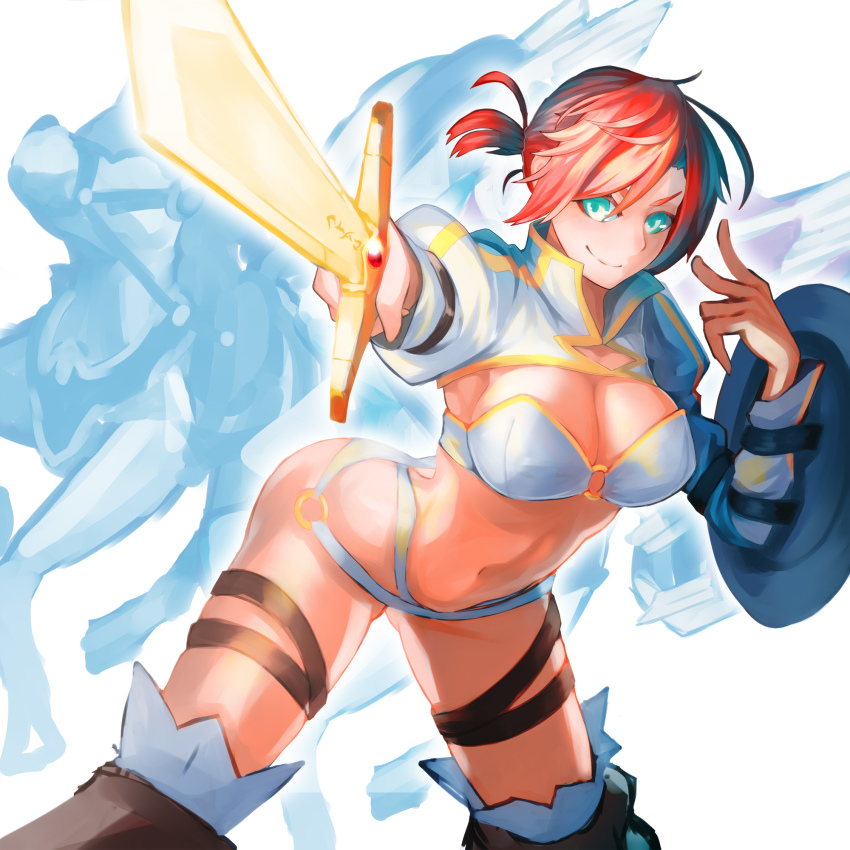 1girl, bikini, boudica_(fate), breasts, cleavage, fate/grand_order, fate_(series), green_eyes