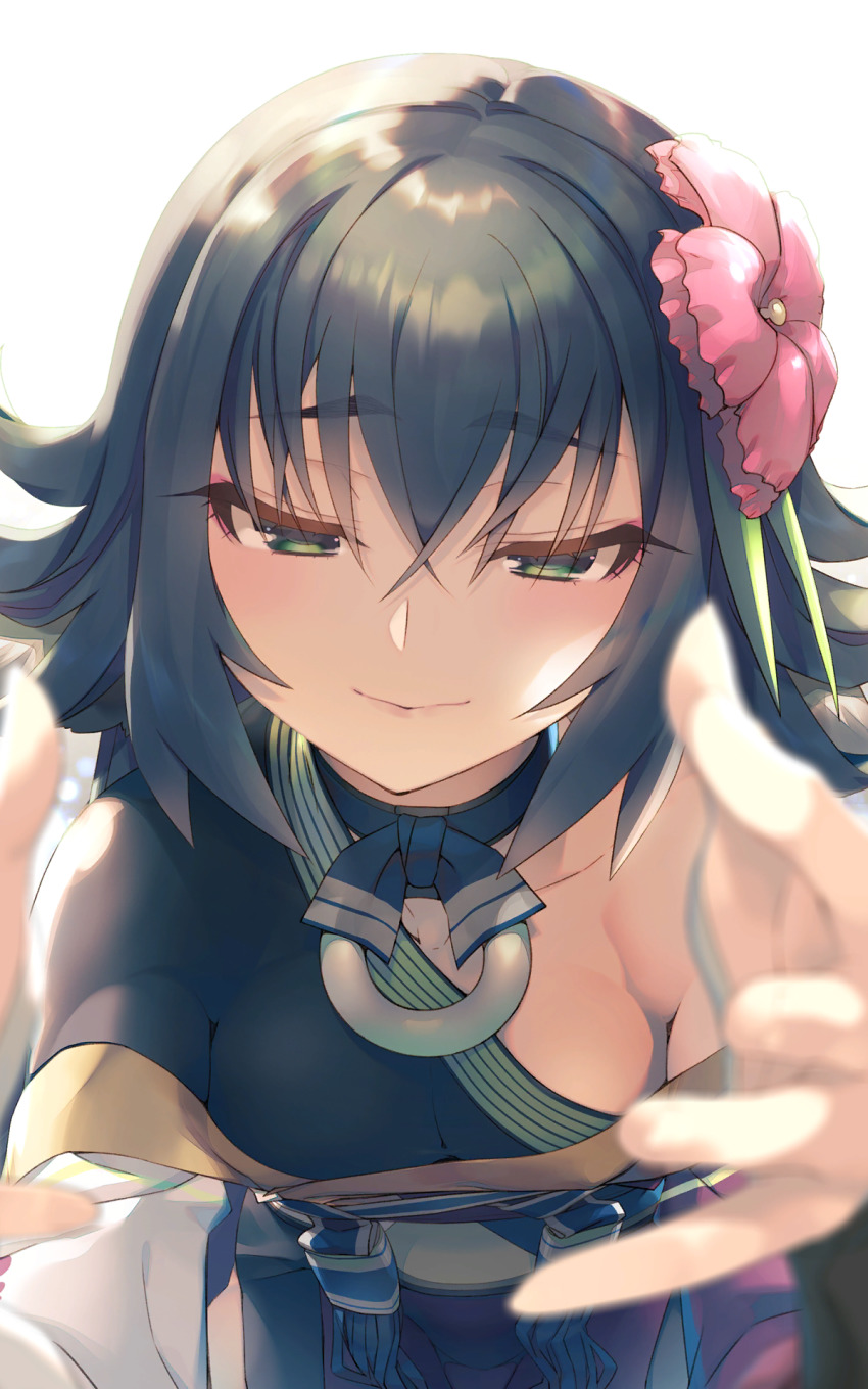 1girl, amazuyu_tatsuki, aquaplus, blush, breasts, choker, cleavage, closed_mouth