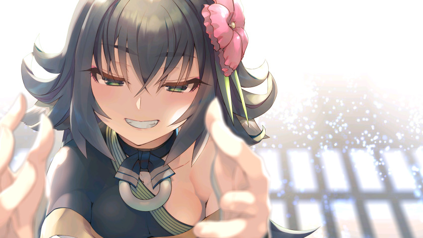 1girl, amazuyu_tatsuki, aquaplus, blush, breasts, choker, cleavage, eyelashes