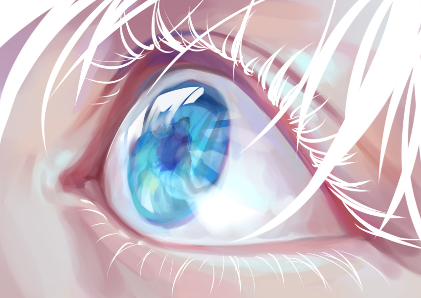 2boys, albino, blue_eyes, close-up, closed_eyes, cowboy_shot, eye_focus, eye_reflection