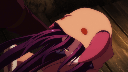 animal_hood, animated, animated_gif, hood, long_hair, lowres, no_game_no_life, no_game_no_life_zero, official_art, purple_hair, robot_ears, robot_girl, schwi_(no_game_no_life), shuvi_dora, very_long_hair, yellow_eyes