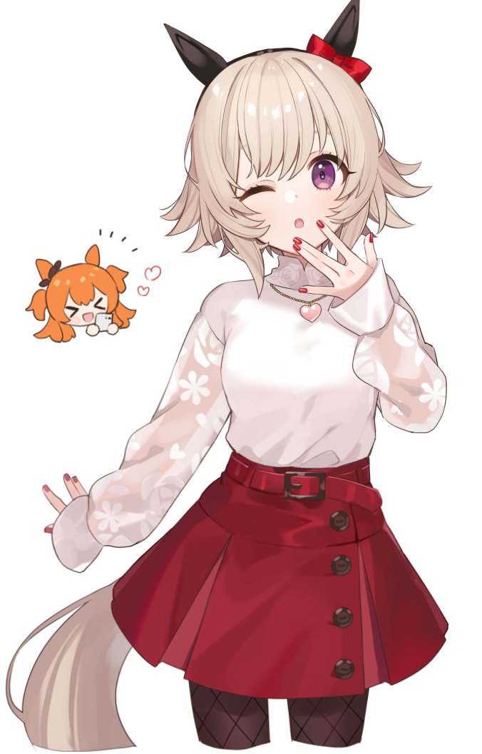 >_<, 2girls, animal_ears, black_legwear, blouse, blush, bow, chiri_(ch!)