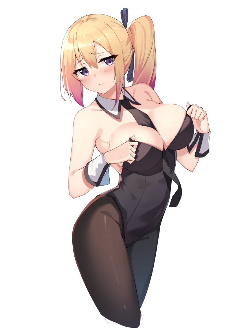 1girl, absurdres, bad_id, bad_pixiv_id, bare_arms, bare_shoulders, between_breasts, black_leotard