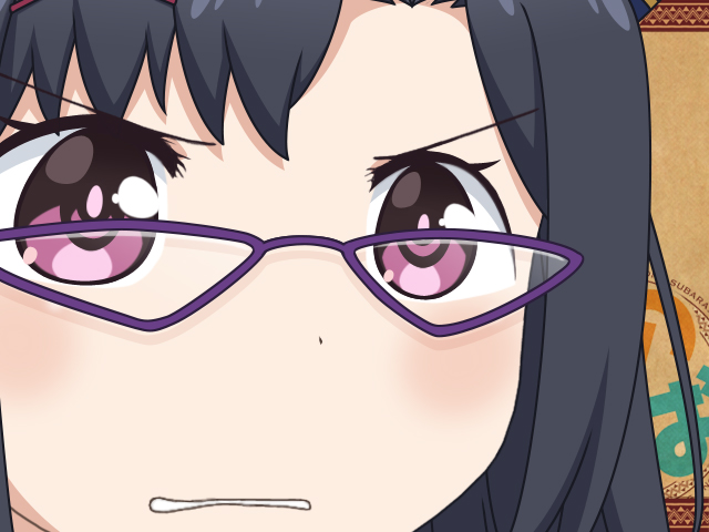 1girl, black_hair, clenched_teeth, close-up, glasses, gunuaki, gununu_(meme), horn-rim_eyewear