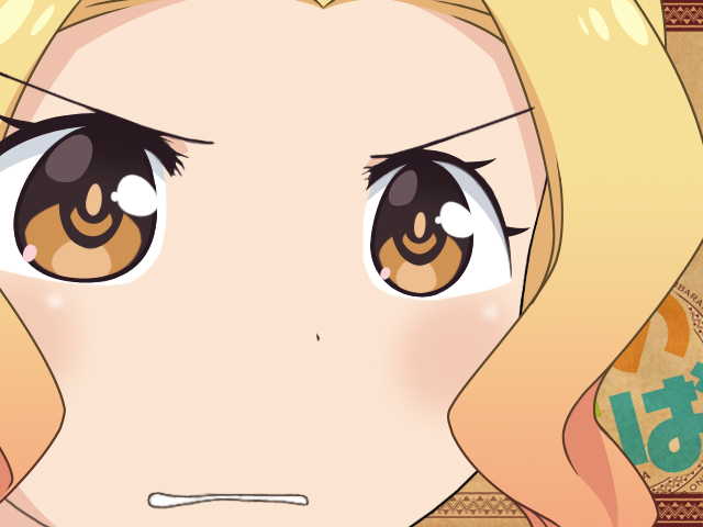 1girl, blonde_hair, clenched_teeth, close-up, gunuaki, gununu_(meme), kono_subarashii_sekai_ni_shukufuku_wo!, luna_(konosuba)