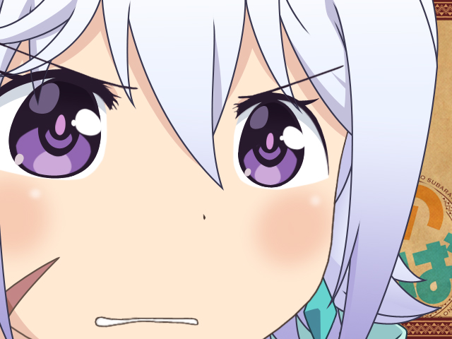 1girl, chris_(konosuba), clenched_teeth, close-up, facial_scar, gunuaki, gununu_(meme), kono_subarashii_sekai_ni_shukufuku_wo!