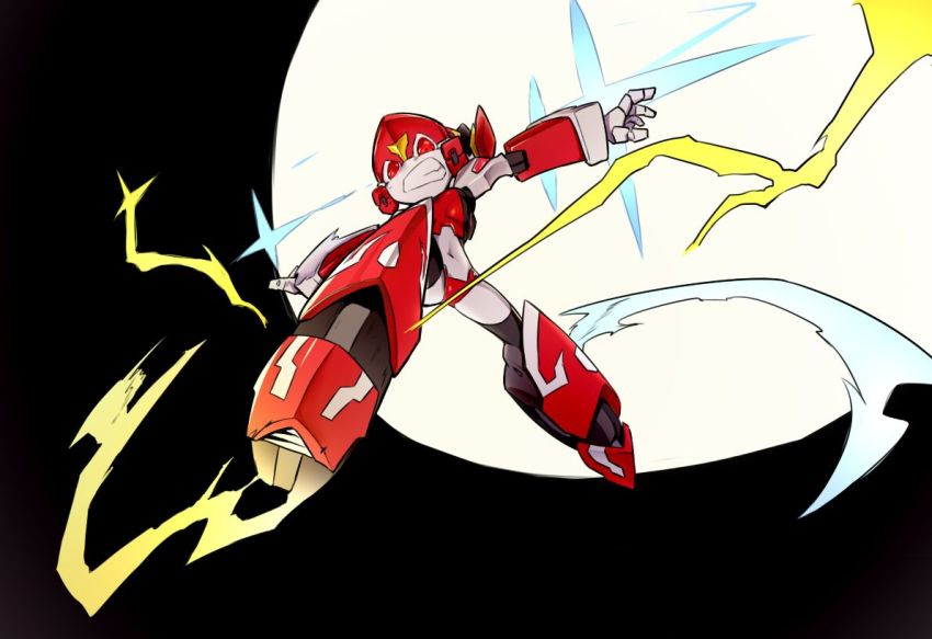 1girl, bingshan, breasts, chinese_commentary, clenched_teeth, electricity, looking_down, magic_henshin