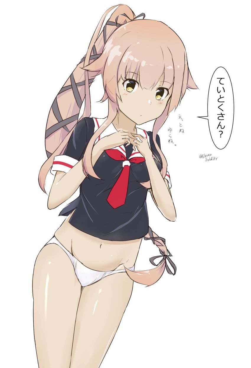 1girl, black_serafuku, black_shirt, brown_eyes, commentary_request, cosplay, cowboy_shot, green_eyes