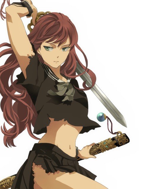 1girl, arm_up, black_serafuku, black_shirt, black_skirt, bow, bowtie, brown_hair