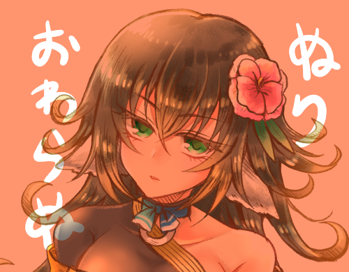 1girl, aquaplus, choker, eyebrows, eyelashes, female_focus, flower, flower_on_head