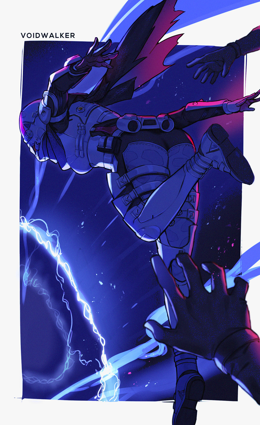 1girl, apex_legends, armor, black_gloves, black_scarf, breasts, character_name, gloves