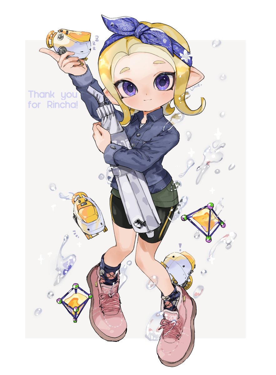 1girl, air_bubble, ankle_socks, arm_up, artist_name, autobomb_(splatoon), bad_id, bad_twitter_id
