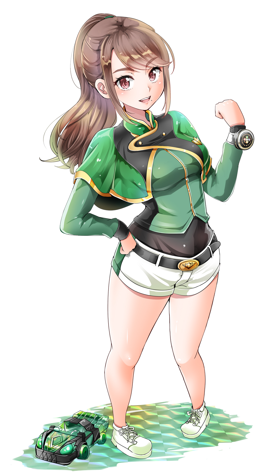 1041_(toshikazu), 1girl, brown_eyes, brown_hair, hayami_sena, highres, mashin, mashin_mach, mashin_sentai_kiramager, super_sentai