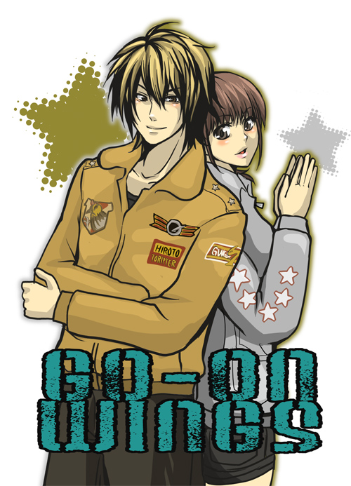 1boy, 1girl, brother_and_sister, brown_eyes, brown_hair, engine_sentai_go-onger, orc_(artist), siblings