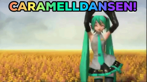 1girl, 3d, animated, animated_gif, blue_hair, breasts, caramelldansen, cloud