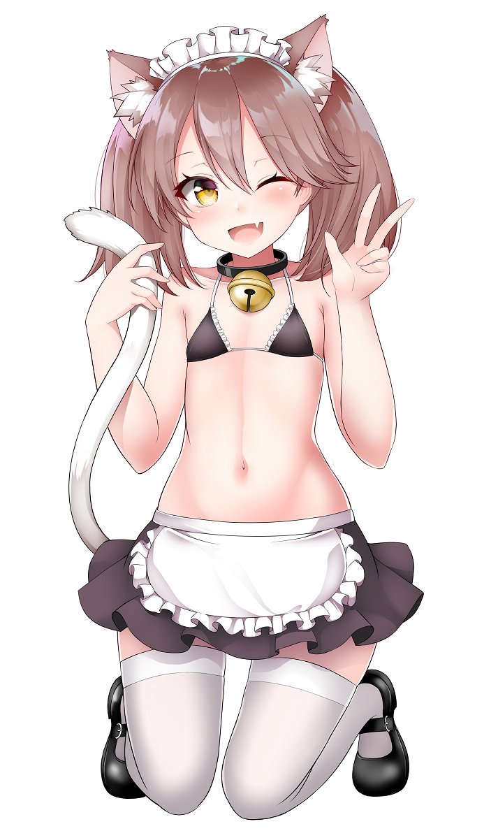 1girl, alternate_costume, animal_ears, bad_id, bad_twitter_id, bikini, bikini_top_only, black_bikini