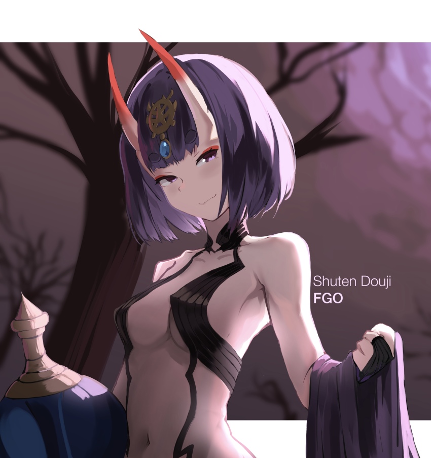 1girl, absurdres, bare_shoulders, bob_cut, breasts, collarbone, eyeliner, fate/grand_order
